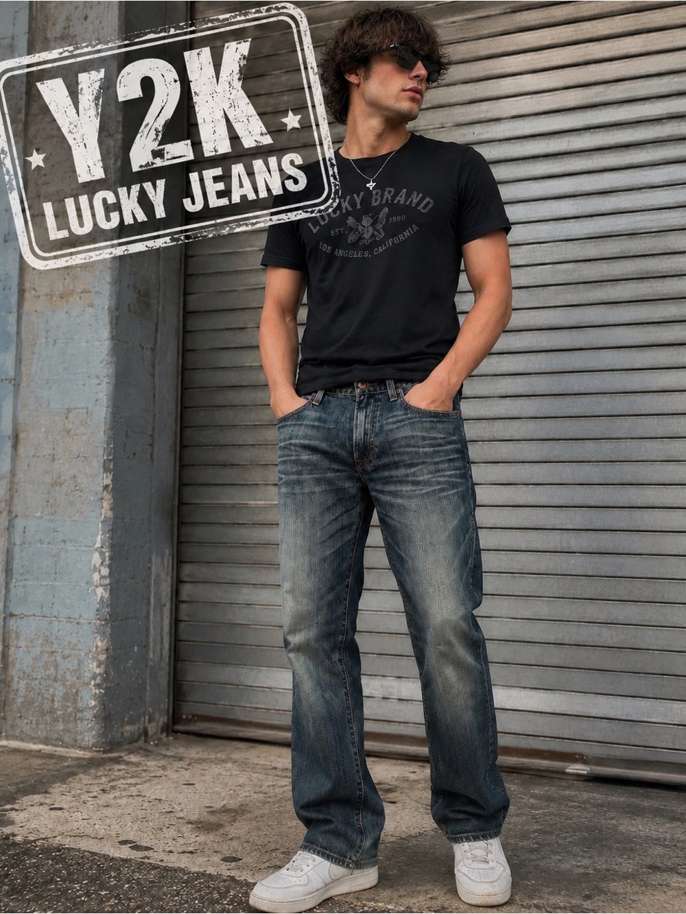 Lucky Brand 121 Heritage Slim Jeans Men’s 32x32 Y2K Whiskered Distressed Denim